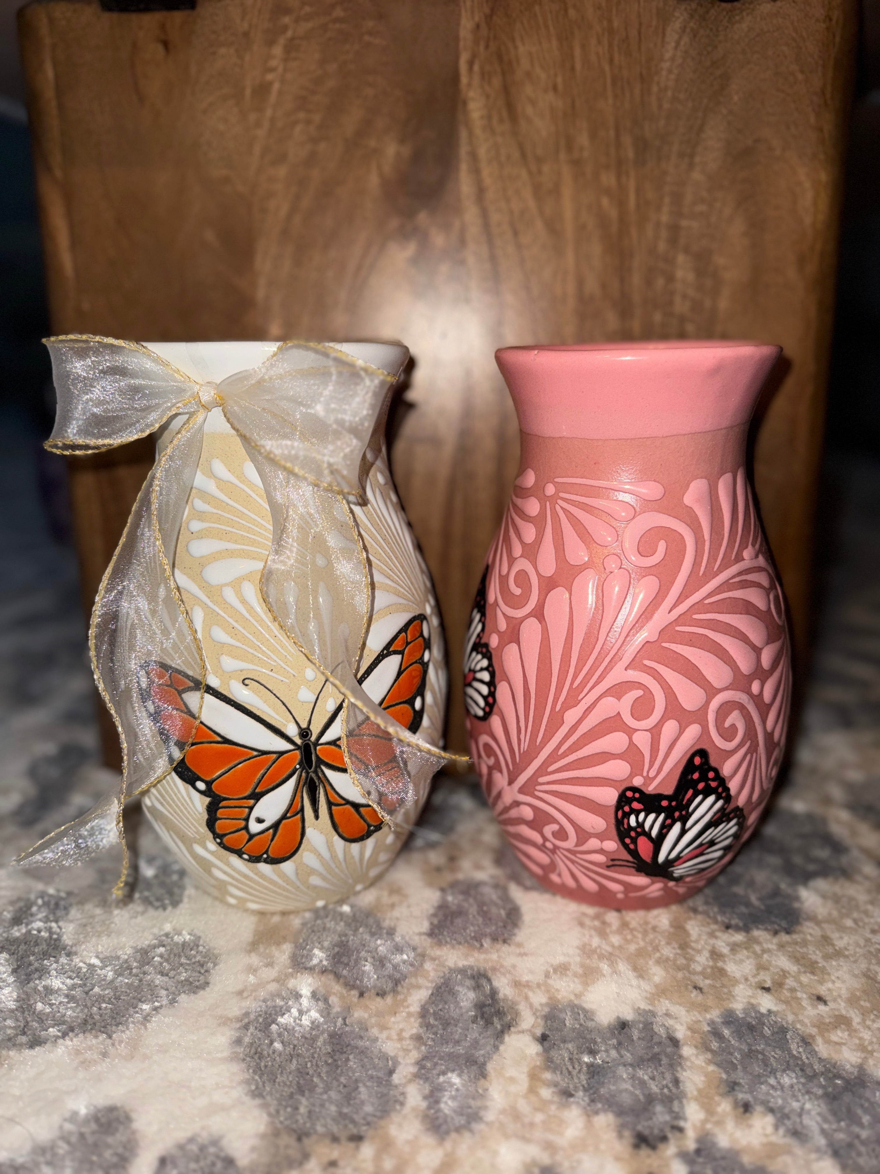Talavera Flower Vase w/ Butterfly Design